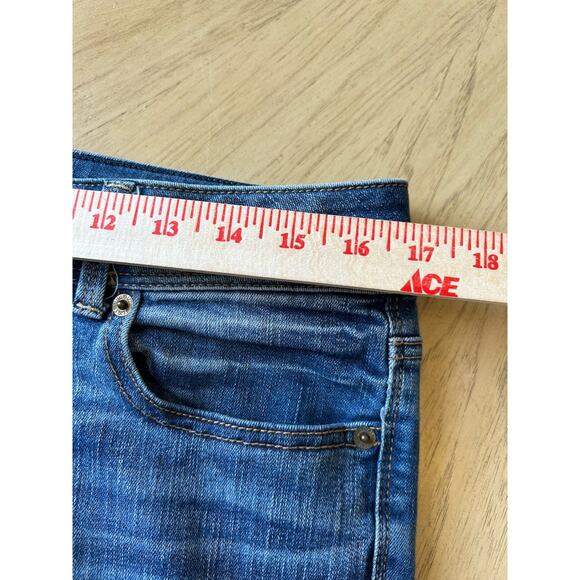 Y2K American Eagle Super Stretch Kick Boot Jeans Womens 12 Angle Wings SHORT 90s - Picture 4 of 9